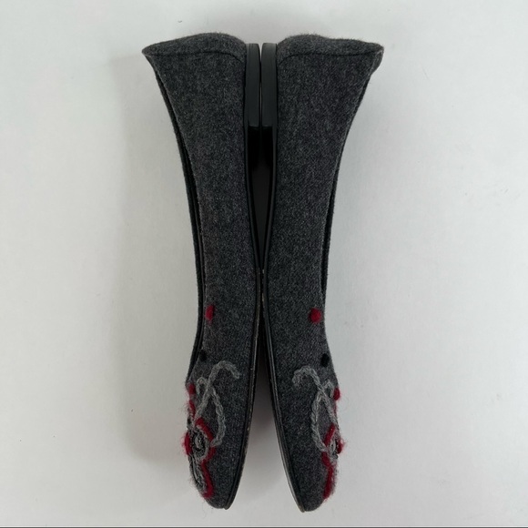 STUART WEITZMAN Smokey Grey Floral Jewel Felt Wool Ballerina Office Flats Shoes - Picture 4 of 14